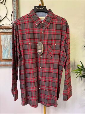 Backpacker Red & Gray flannel Plaid Long-Sleeve Button-Up Shirt NWT XL